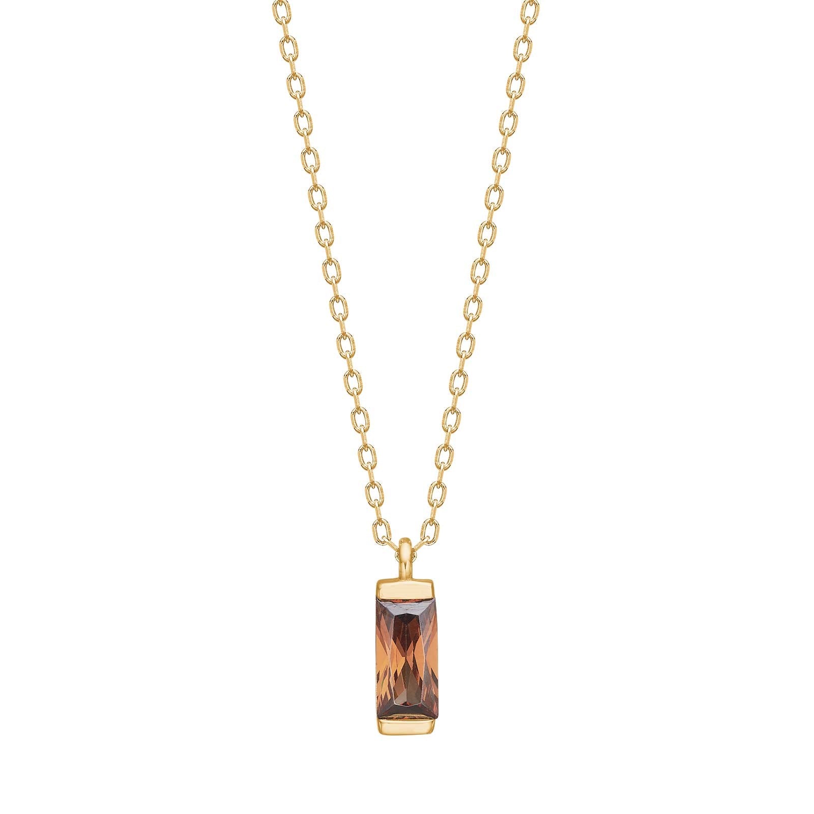 Gold plated silver necklace brown FACET52