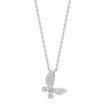 Rhod. silver necklace butterfly w/cz - RiveraNor