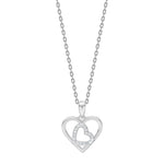 Rhod. silver necklace heart w/cz - RiveraNor