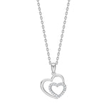 Rhod. silver necklace heart w/cz - RiveraNor