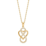 Goldp. silver necklace heart/angel w/cz - RiveraNor