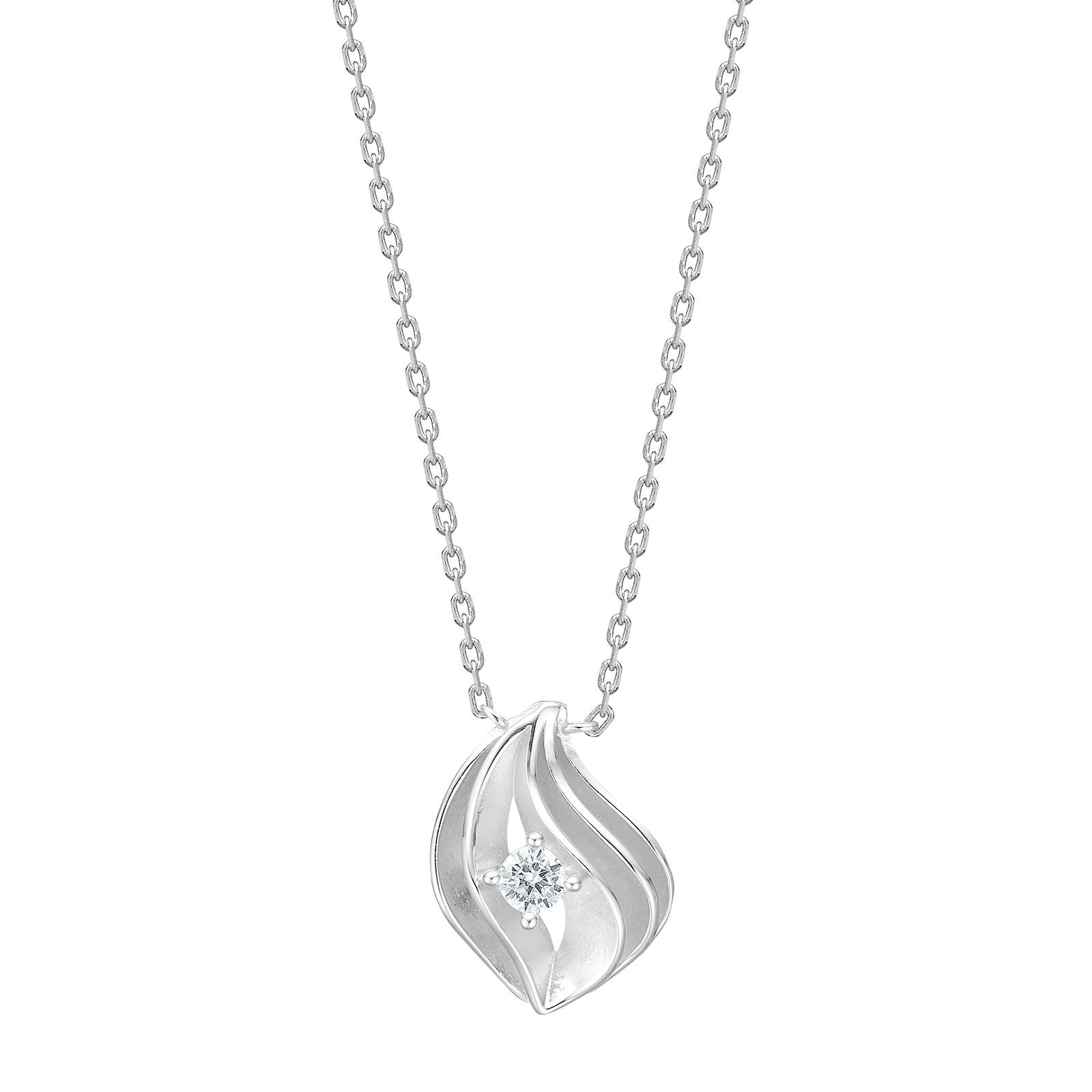 Rhod. silver necklace w/cz