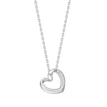 Rhod. silver necklace heart w/cz - RiveraNor