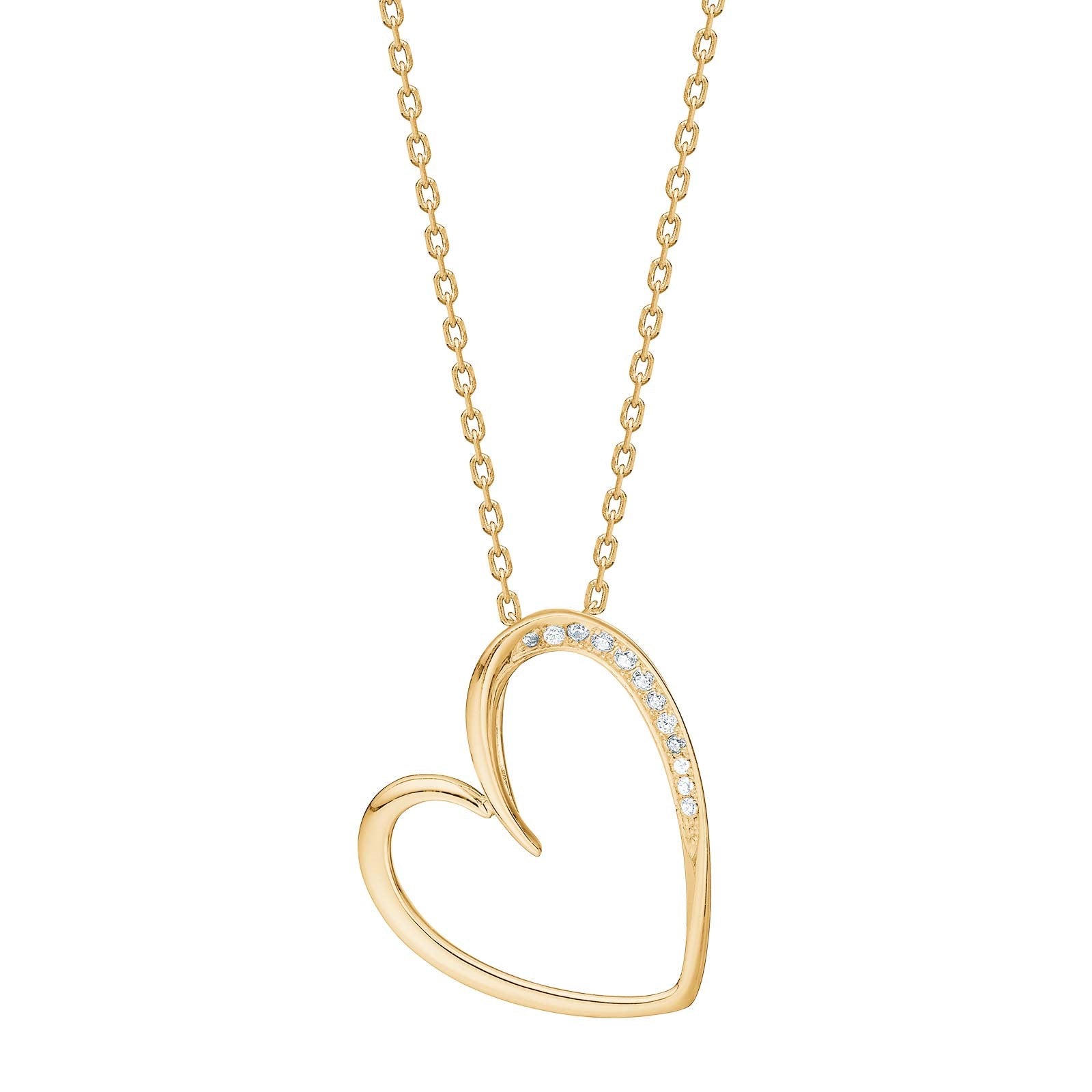 Goldp. silver necklace heart w/cz - RiveraNor