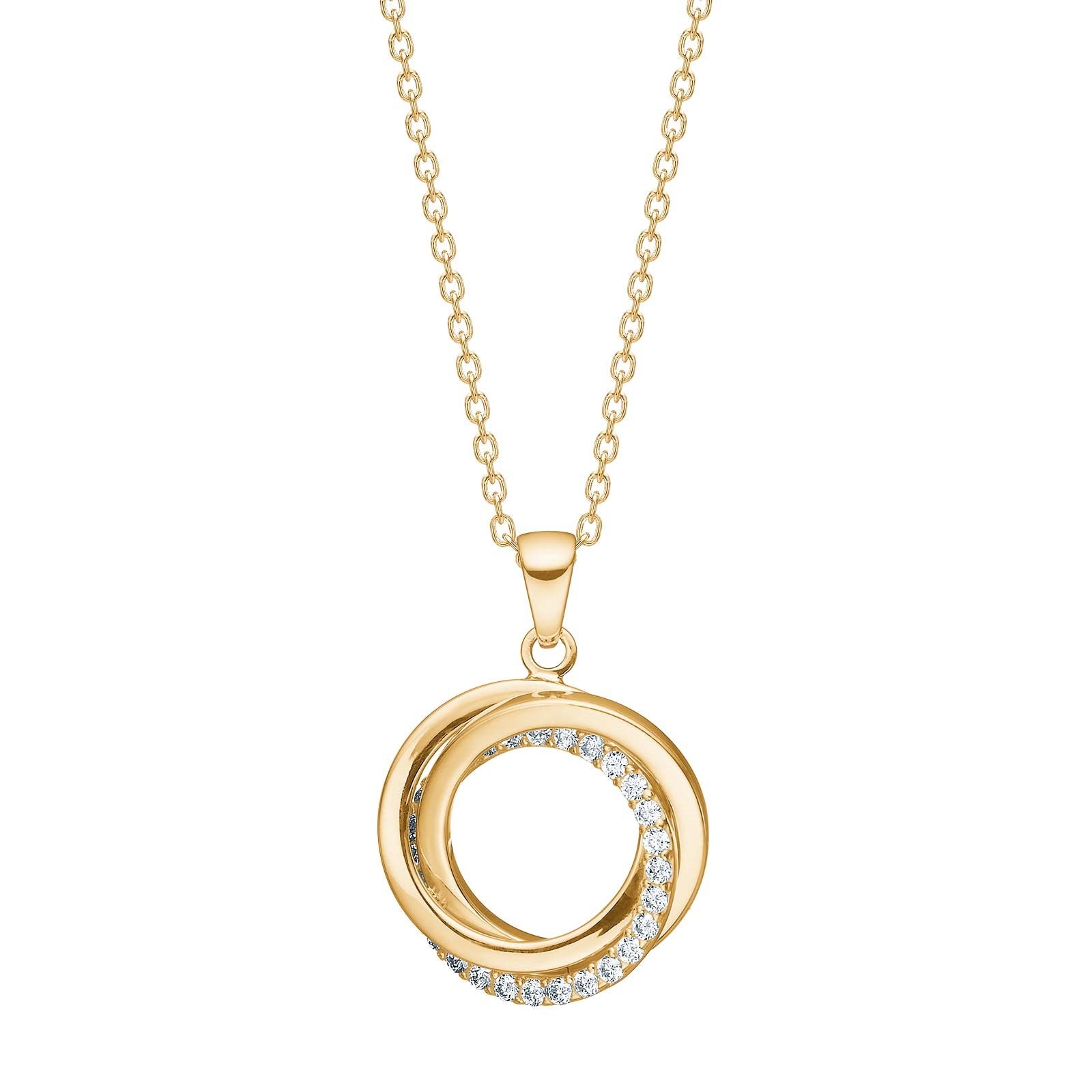 8ct. gold pendant w/cz incl. goldpl. silver chain