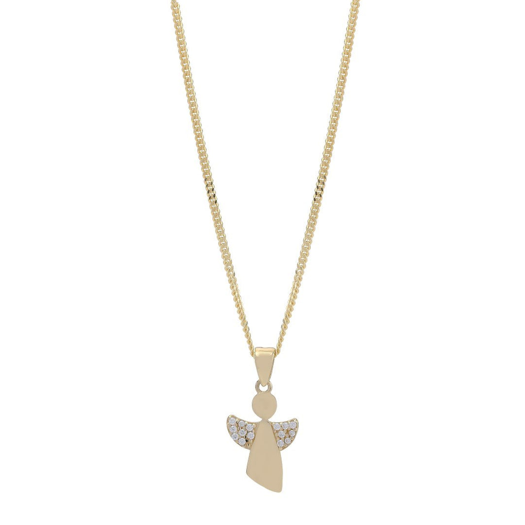 8kt. guldvedhæng engel inkl. forg. sølv kæde