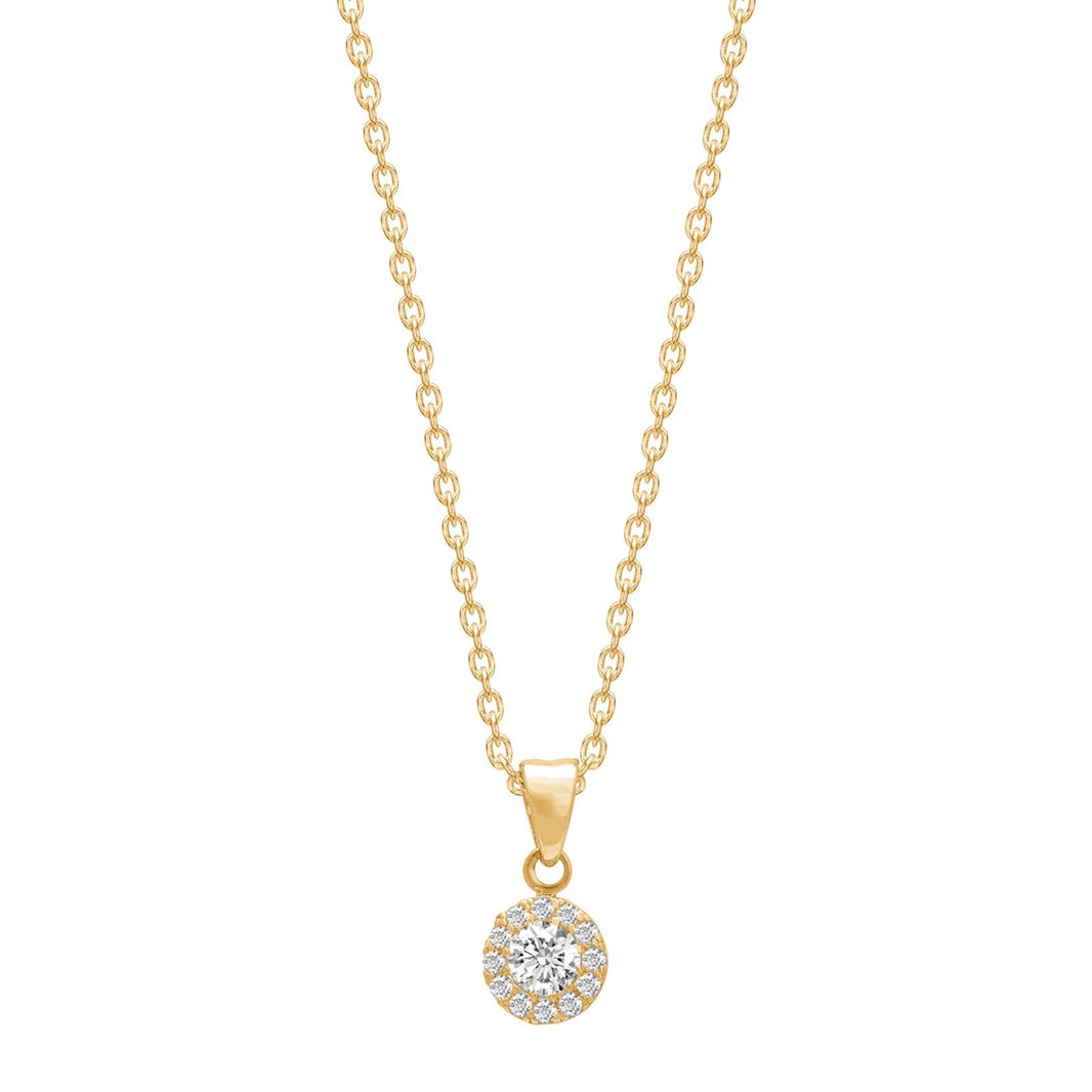 8ct. gold pendant round w/cz incl. goldpl. Silver