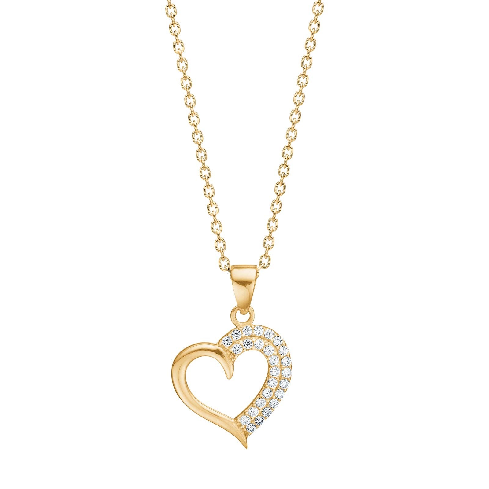 8ct. gold pendant heart w/cz incl. goldpl. Silver