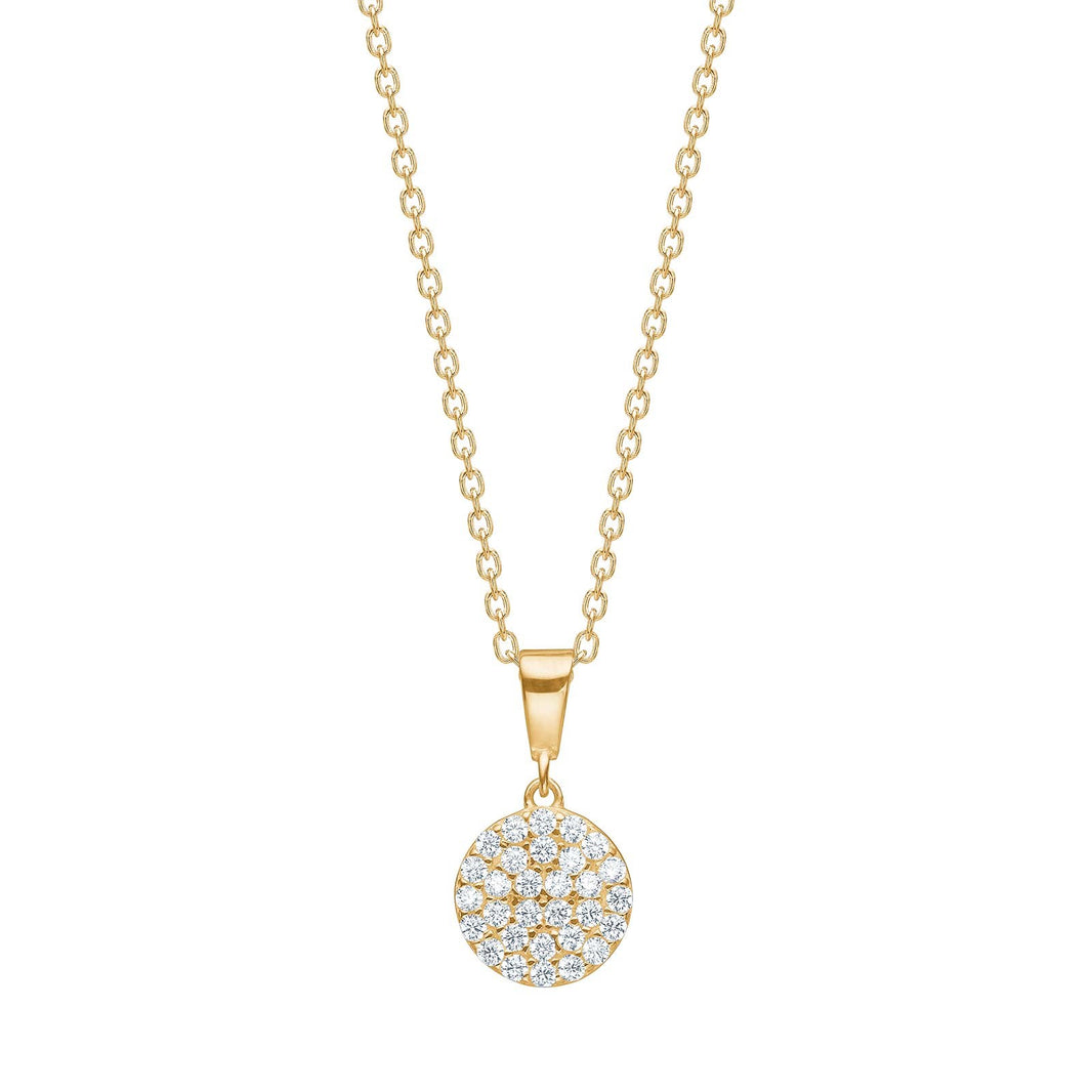 8ct. gold pendant round w/cz incl. goldpl. Silver