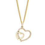 8ct. gold pendant hearts w/cz incl. goldpl. Silver