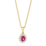 8ct. gold pendant roset w/synt. ruby and cz incl.