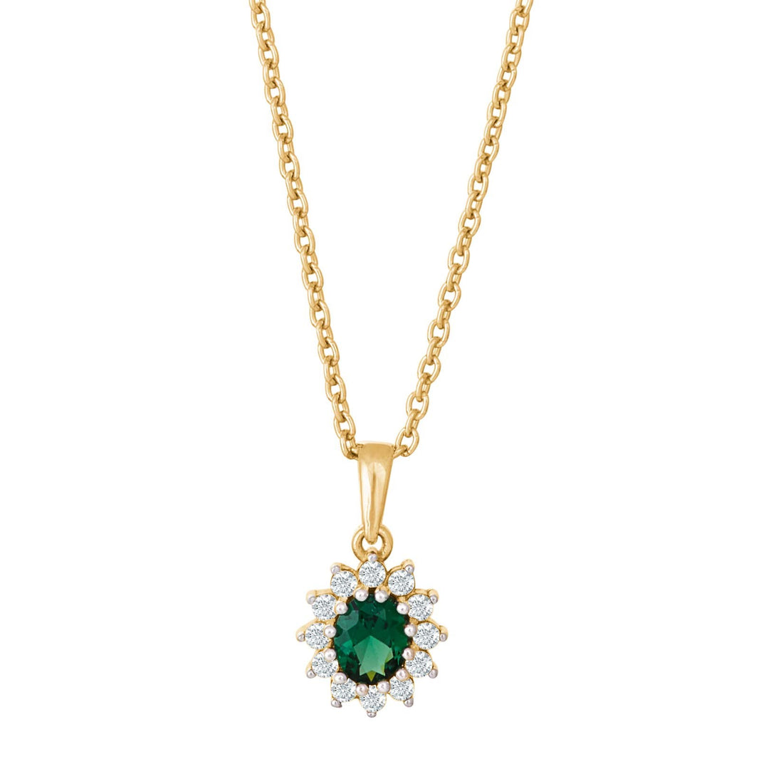 8ct. gold pendant roset w/synt. emerald and cz inc