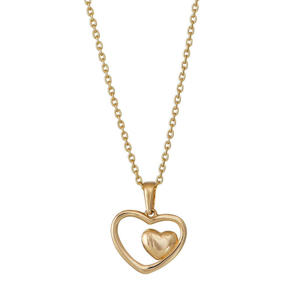 8ct. gold pendant hearts w/cz incl. goldpl. Silver