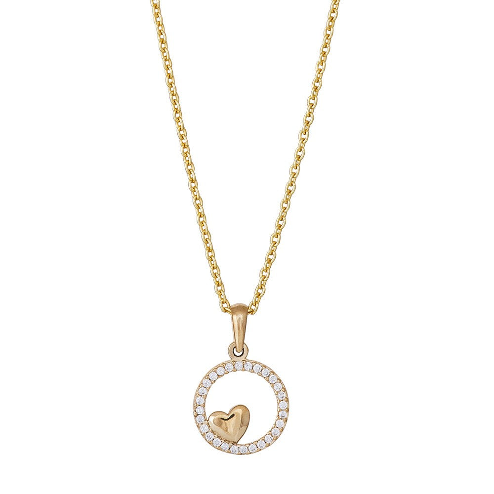 8ct. gold pendant heart w/cz incl. gold silver cha