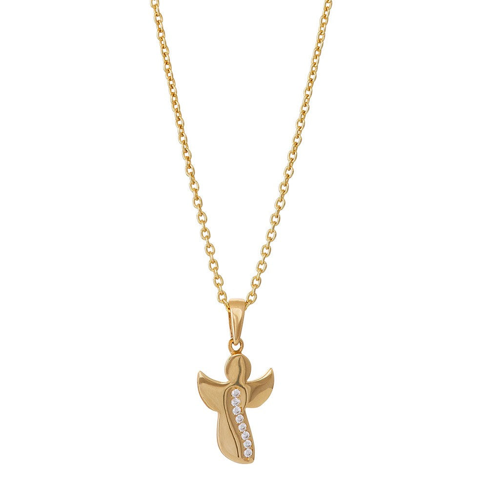 8ct. gold pendant angel w/cz incl. goldpl. Silver