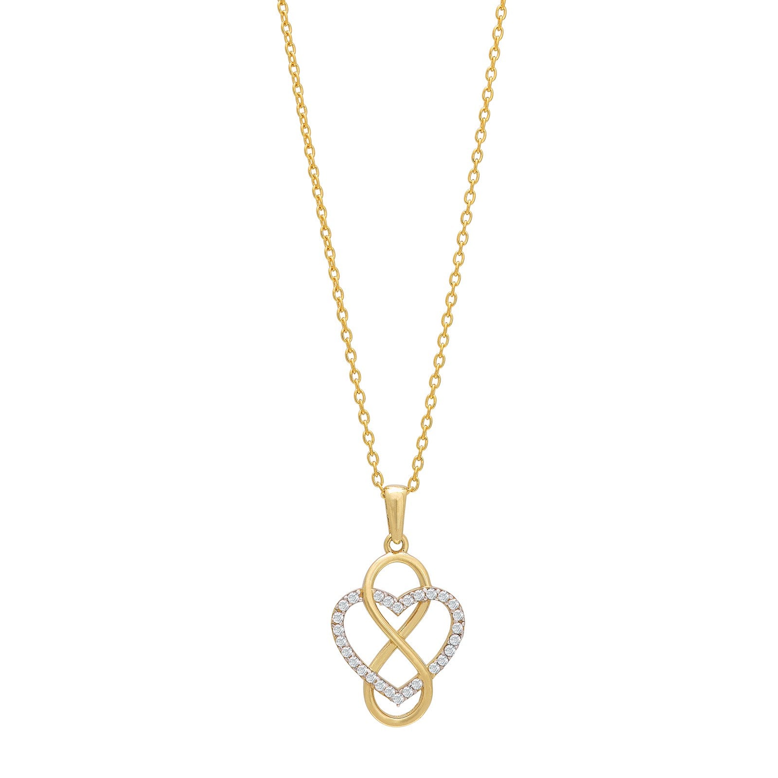 8ct. gold pendant heart w/infinity and cz incl. go