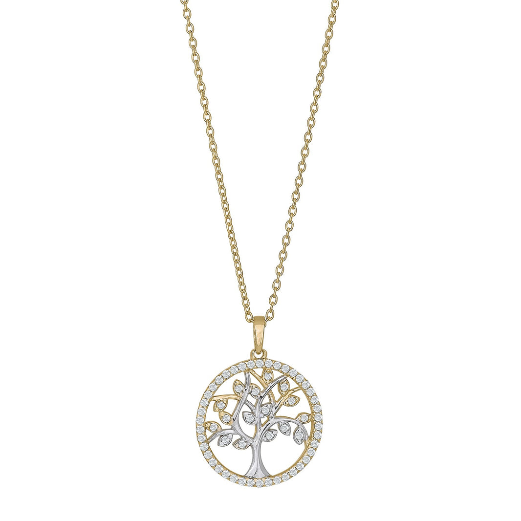 8ct. gold pendant Tree of Life w/cz incl. goldpl.