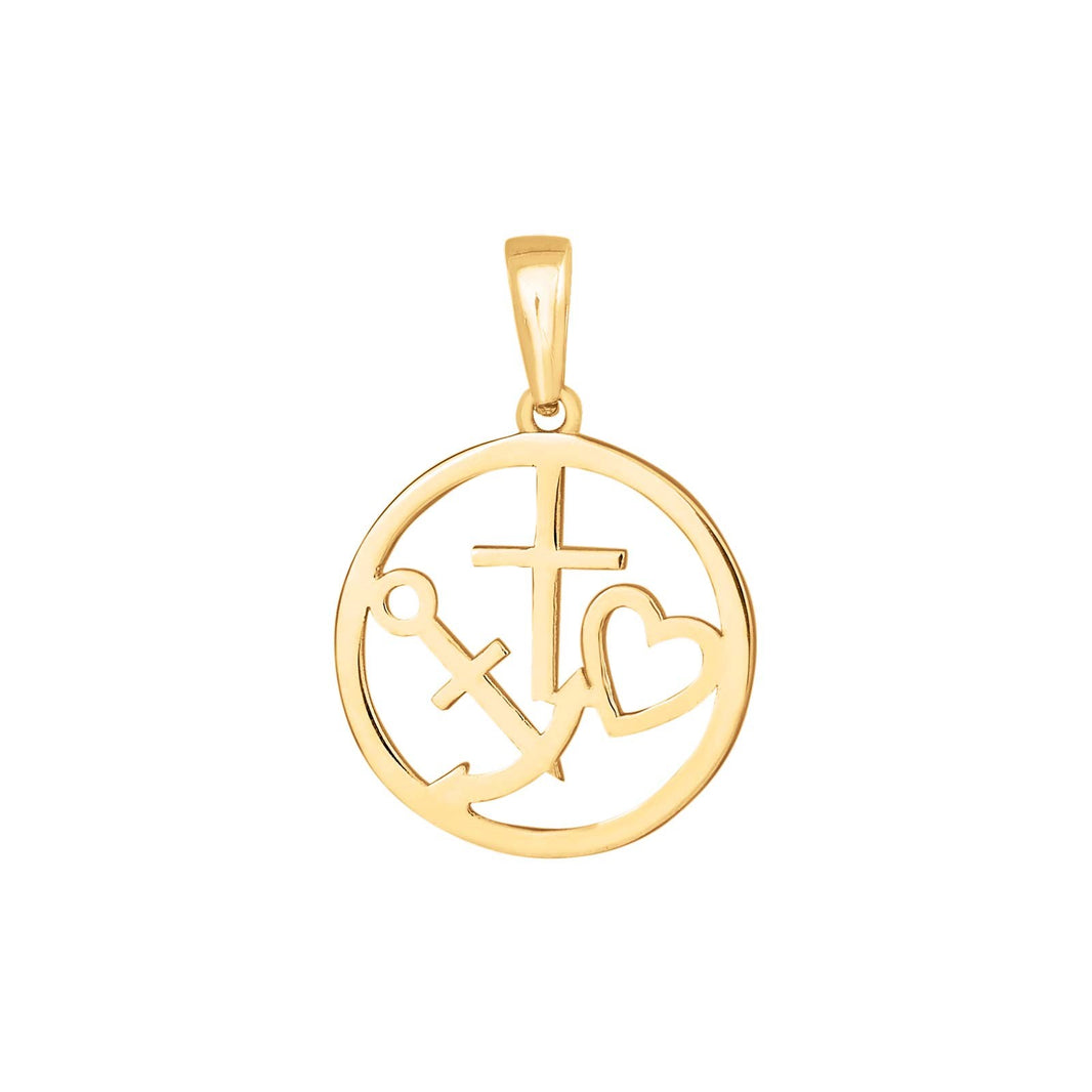 8kt. guldvedhæng rundt m/tro, håb og kærlighed