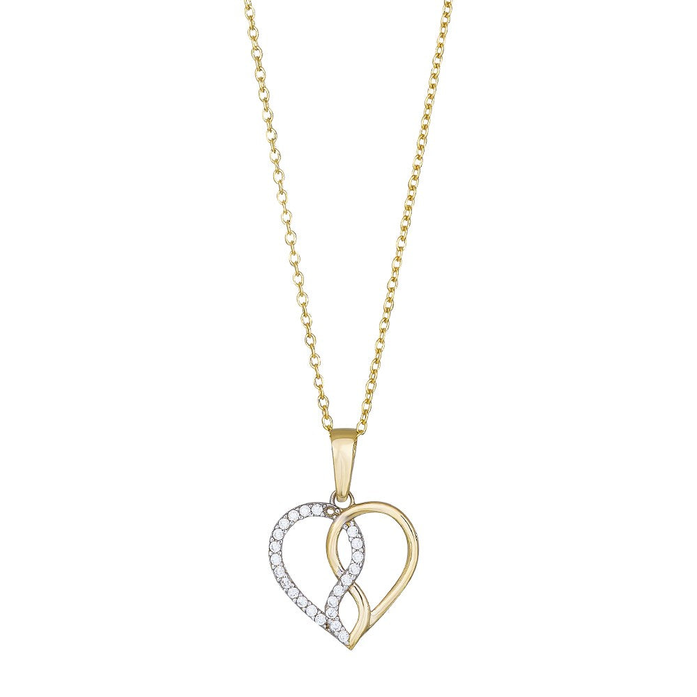8ct. gold pendant heart w/infinity and cz incl. go