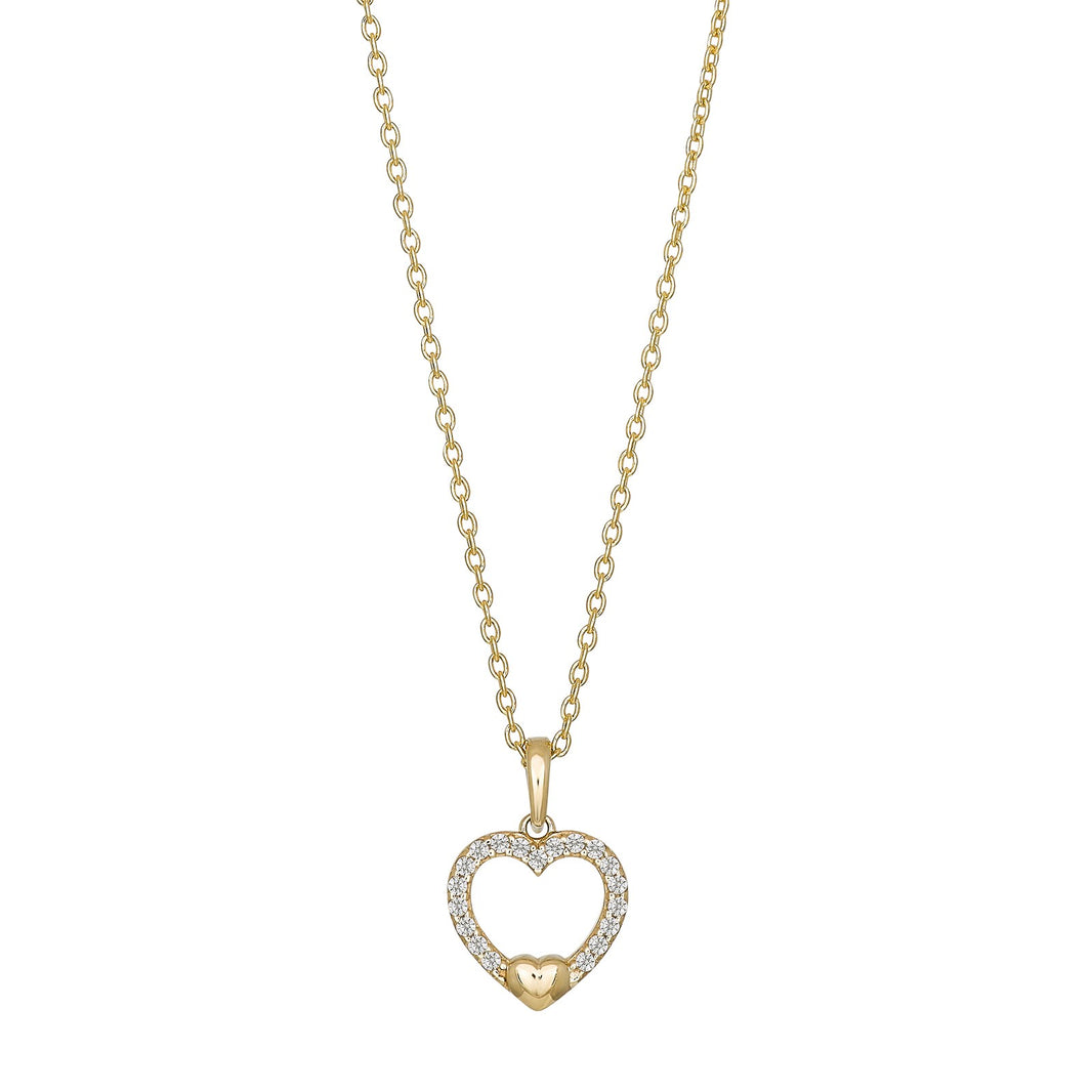 8ct. gold pendant hearts w/cz incl. goldpl. silver