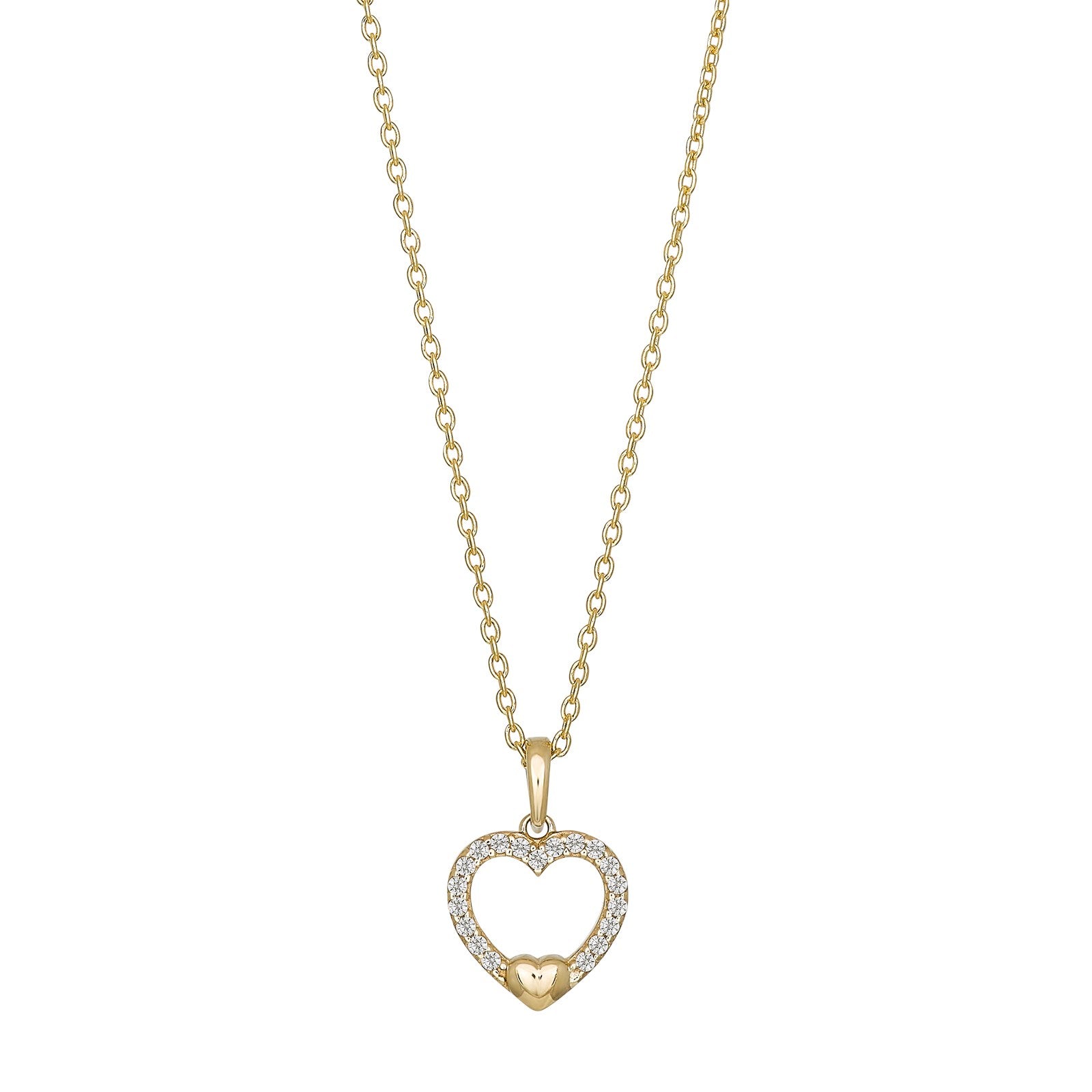 8ct. gold pendant hearts w/cz incl. goldpl. silver
