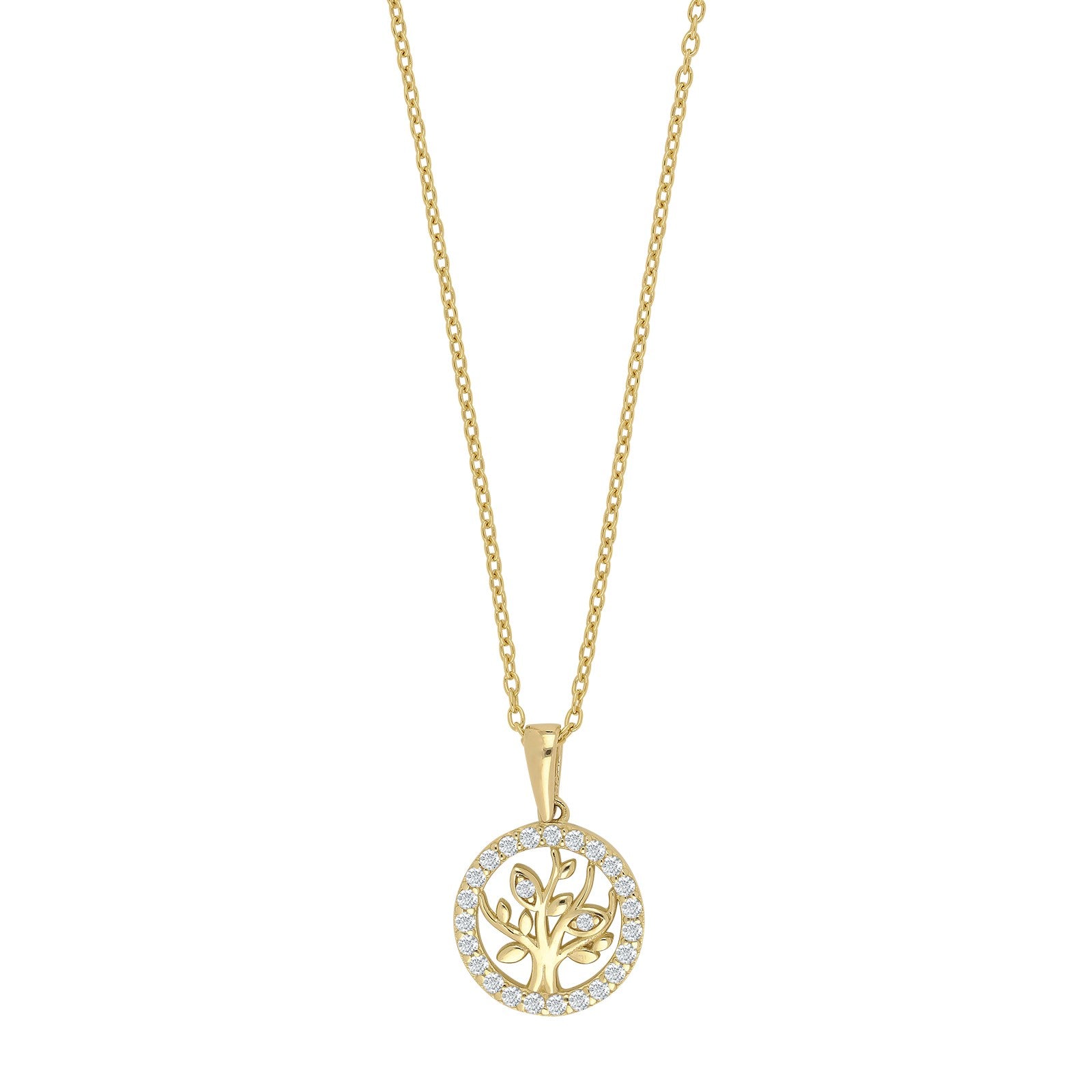 8ct. gold pendant w/Tree of Life w/cz incl. goldpl