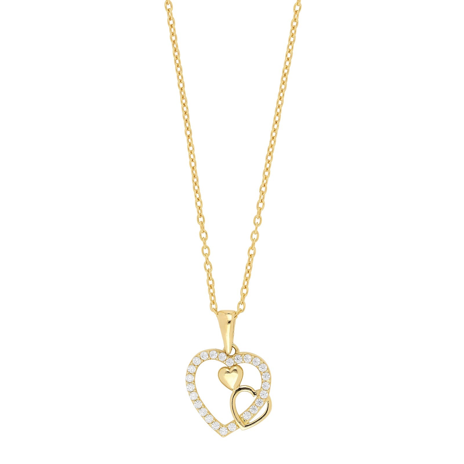 8ct. gold pendant heart w/cz incl. goldpl. silver