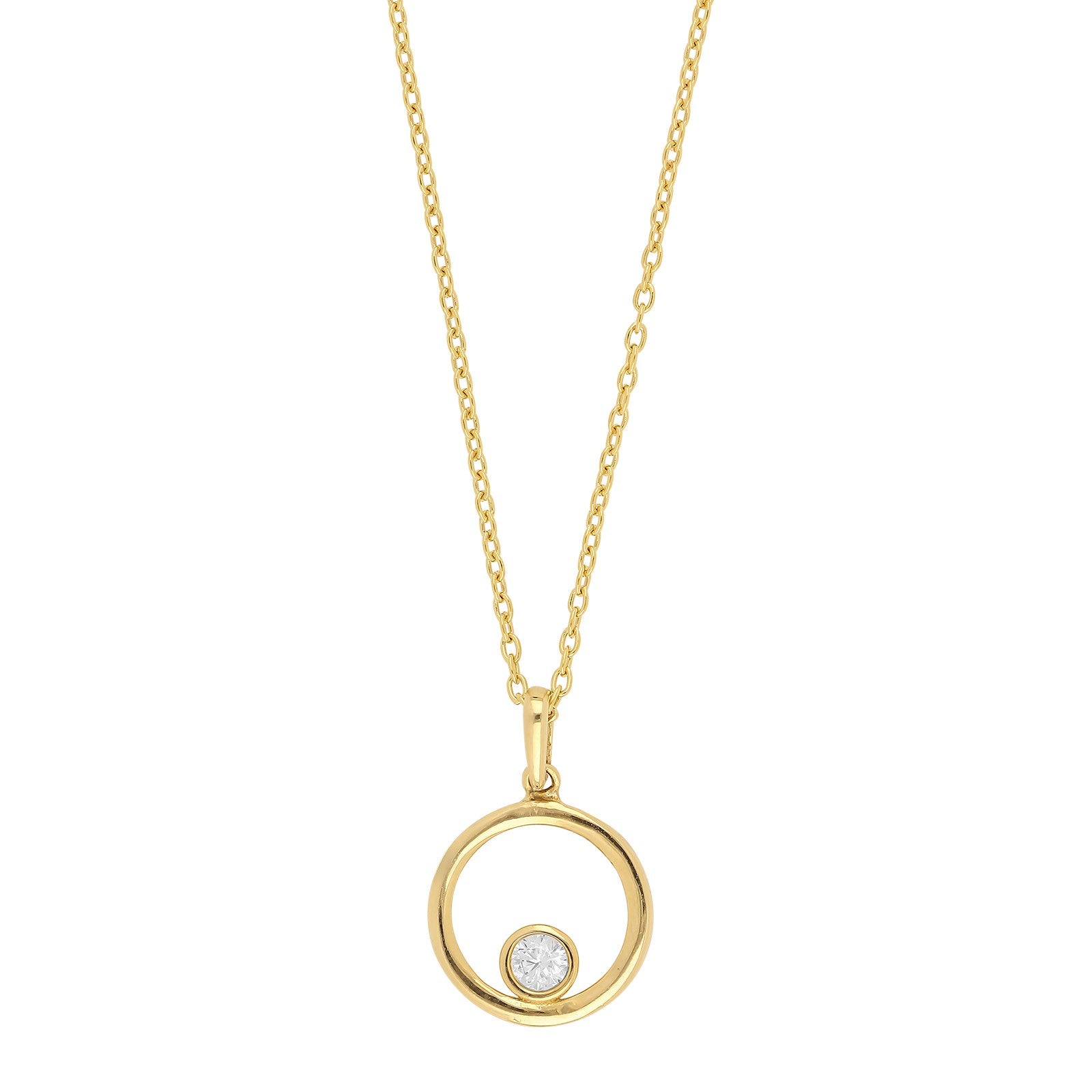 8ct. gold pendant circle w/cz incl. goldpl. silver