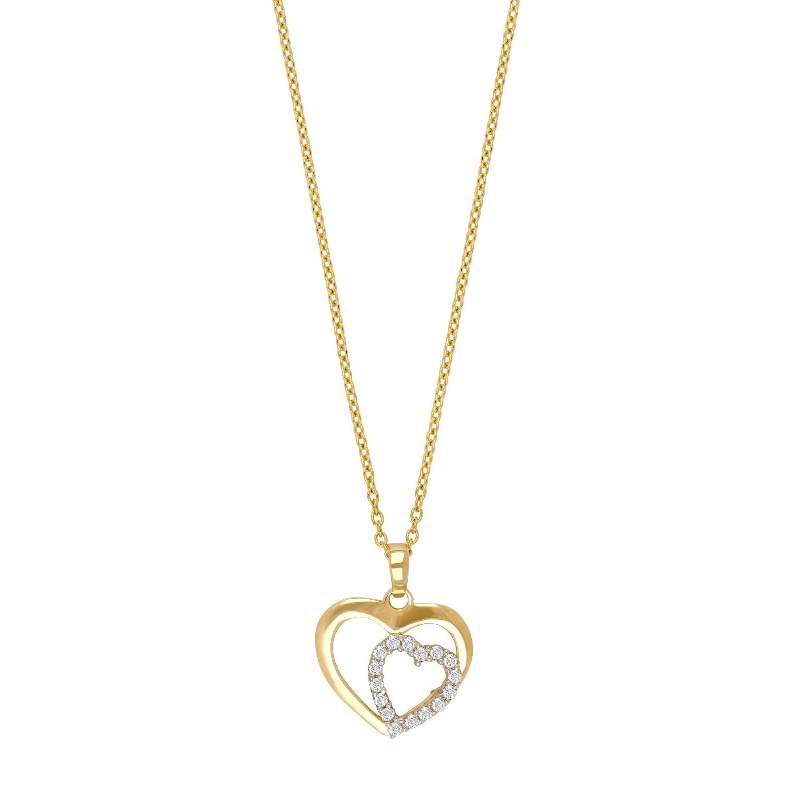 8ct. gold pendant heart w/cz incl. goldpl. silver