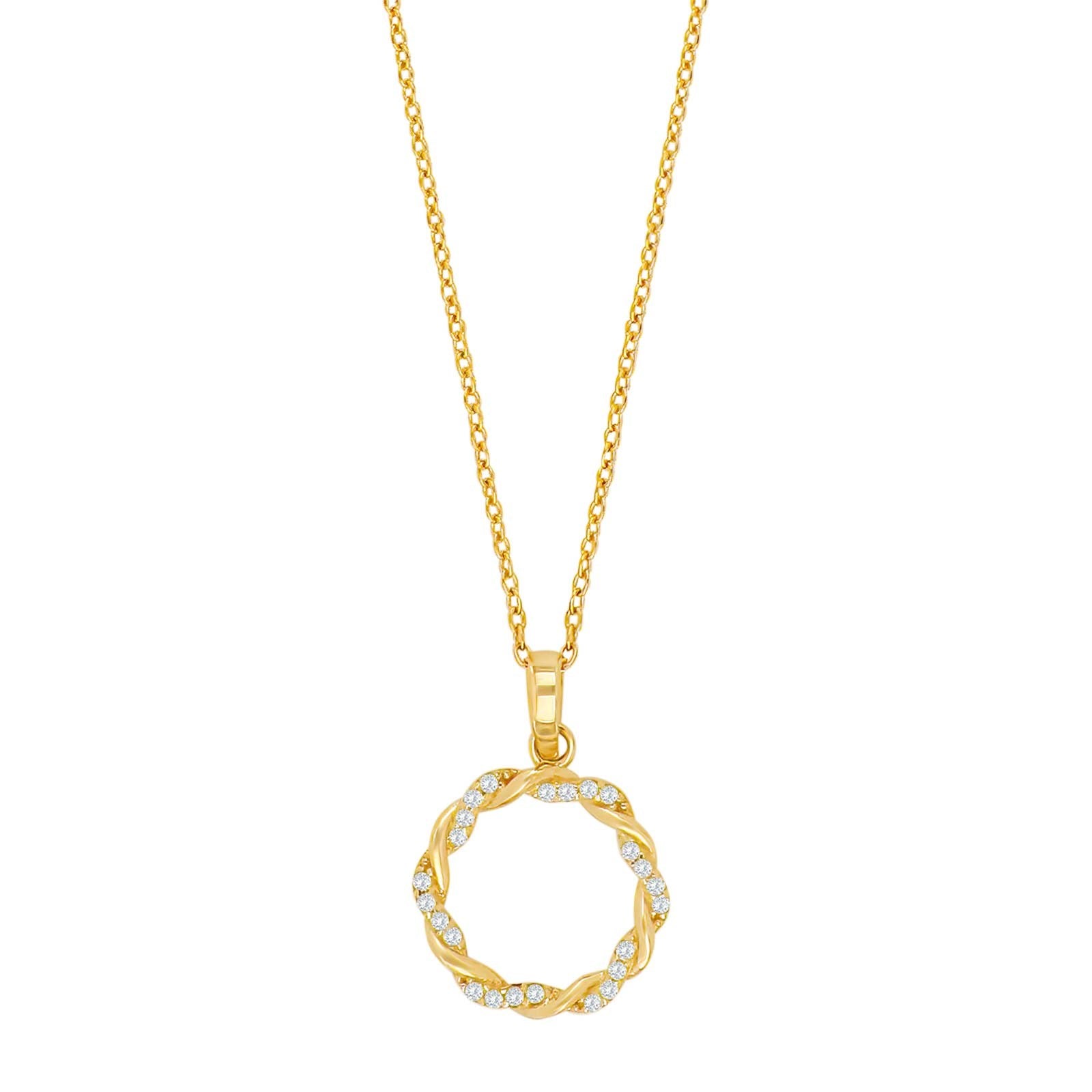 8ct. gold pendant circle w. cz