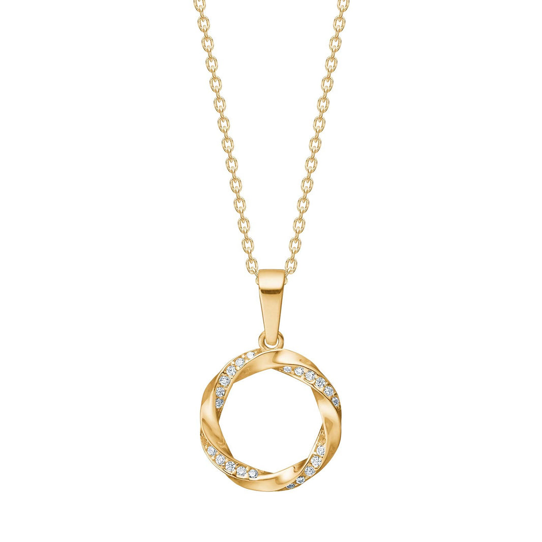 8ct. gold pendant circle w. cz