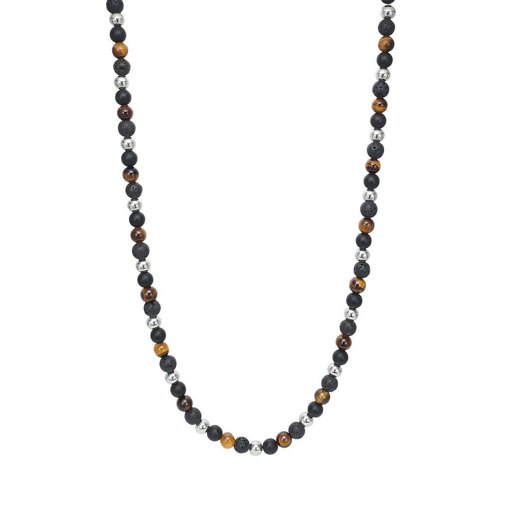 SON  Halskette Stahl mit tiger eye/black agate