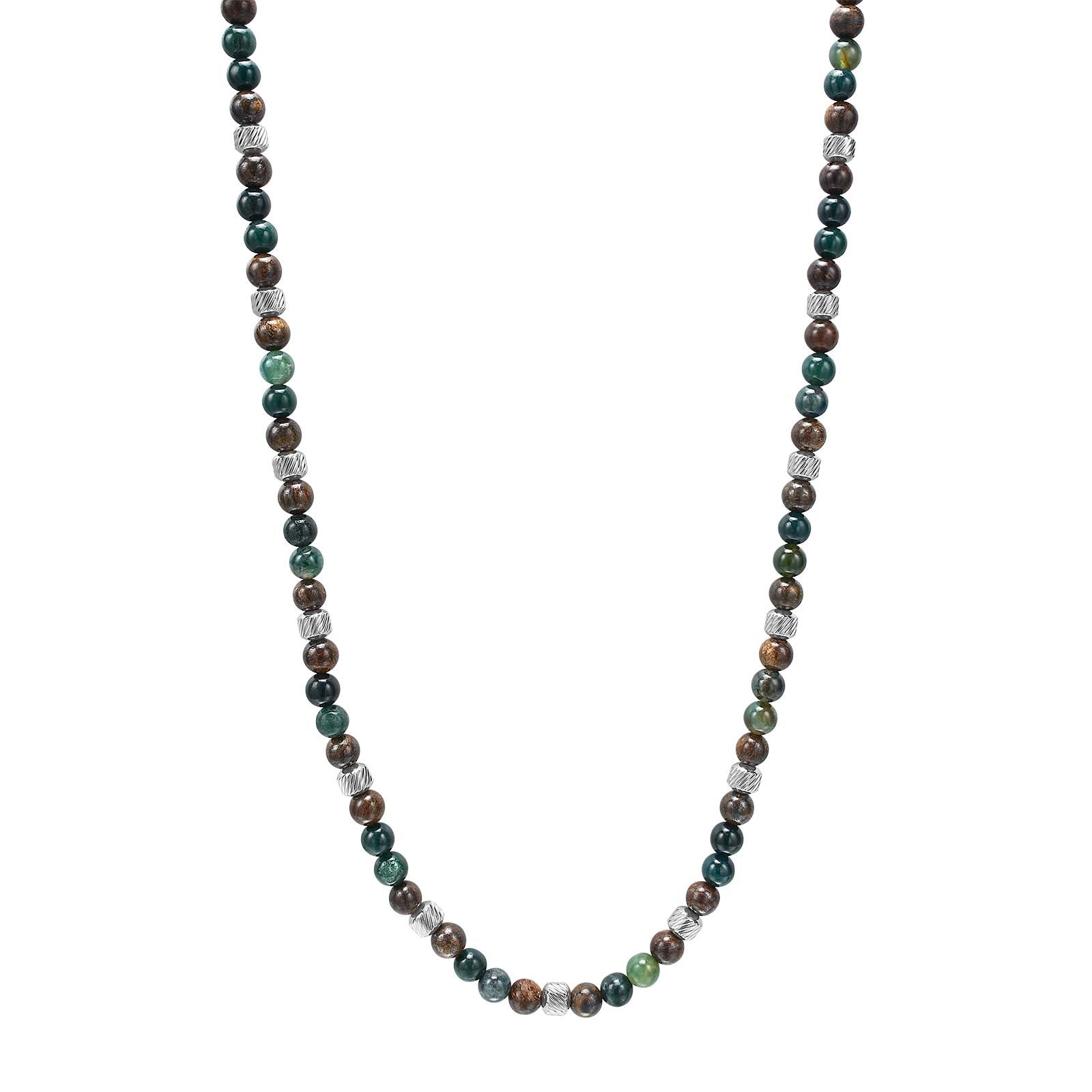 SON chain steel w. moss agate/ilmenite bronzitite