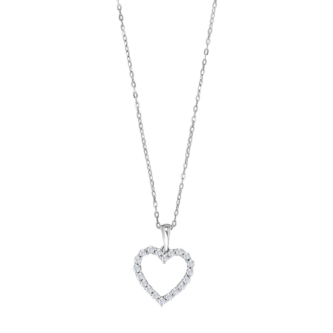 14ct. whitegold necklace w/heart dia. 0.46ct W/SI