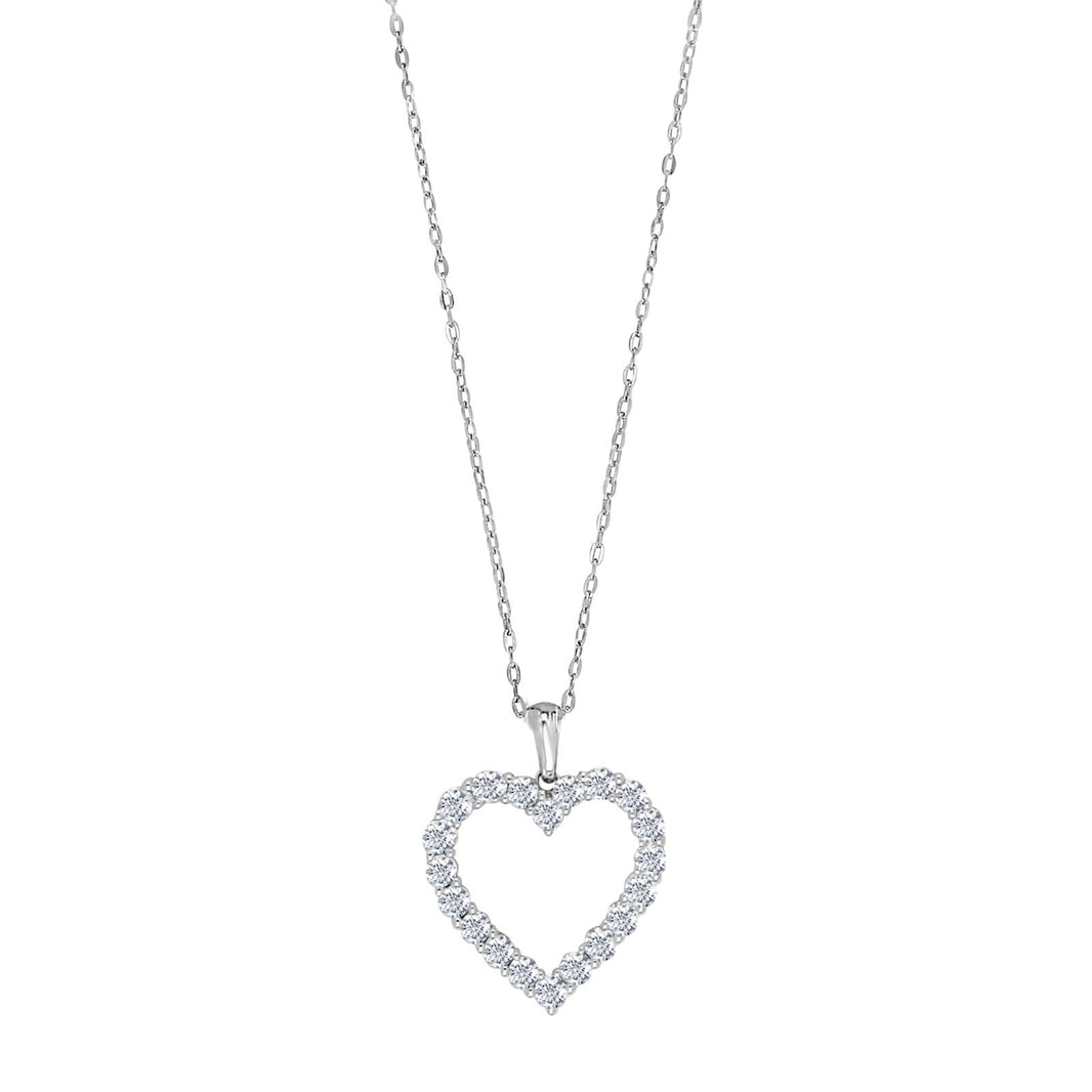 14ct. whitegold necklace w/heart dia. 0.95ct W/SI