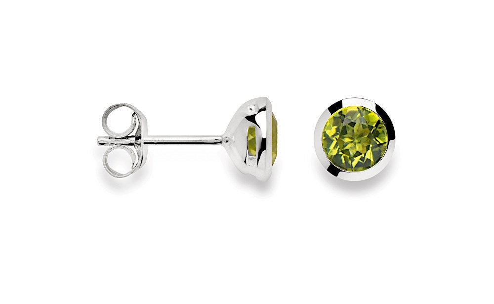 925/- Earrings polished, peridot 0.90 ct