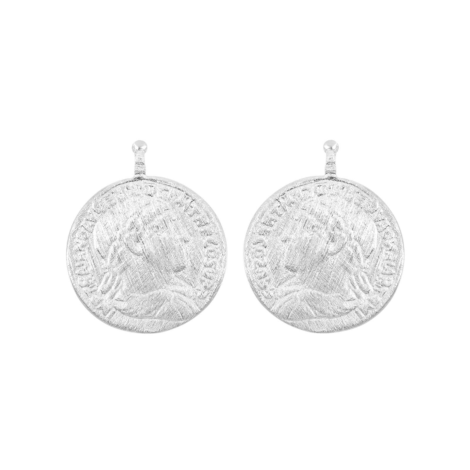 Silver matt system pendant coin 16x16mm