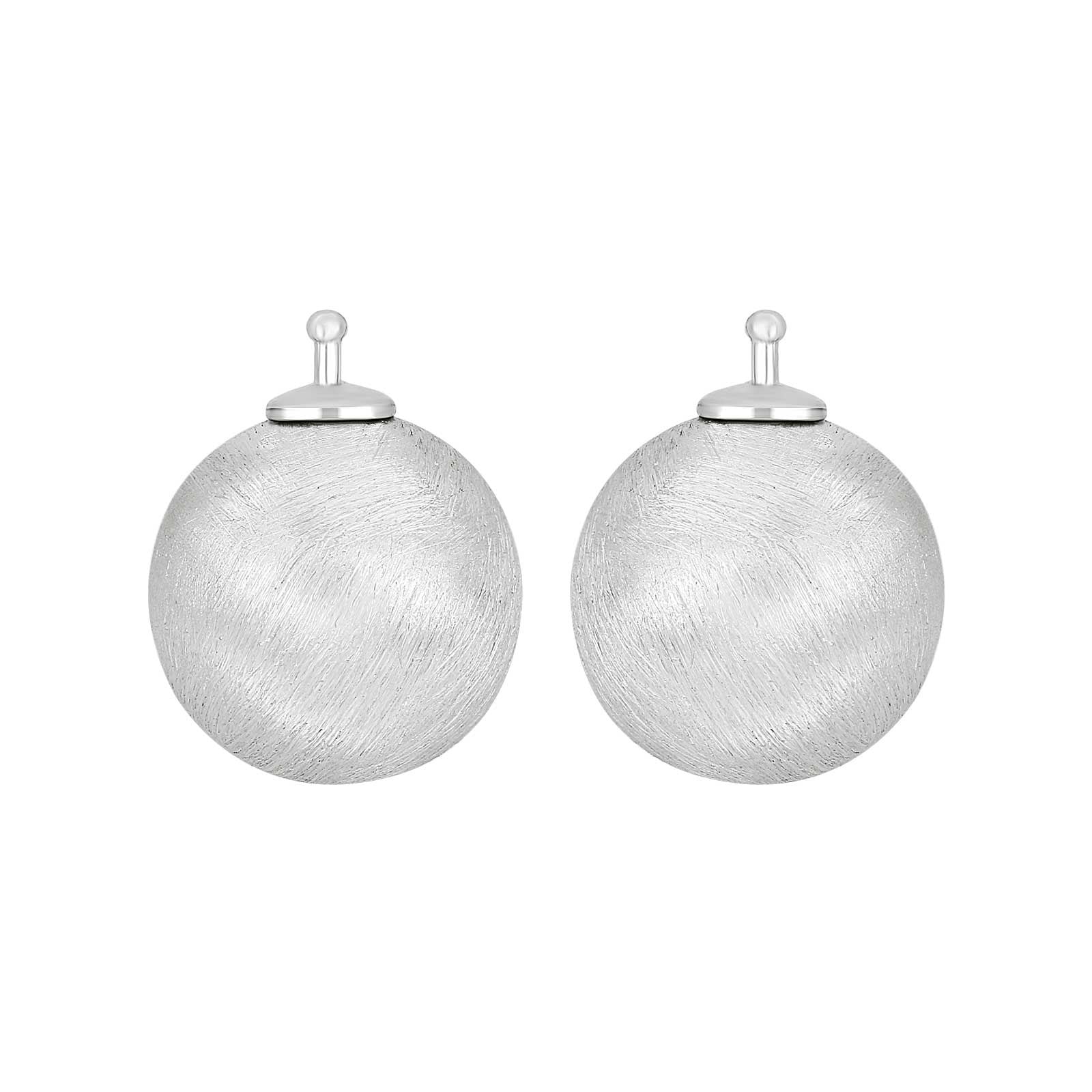 Rhod. silver system-pendant 16mm mat ball - pair