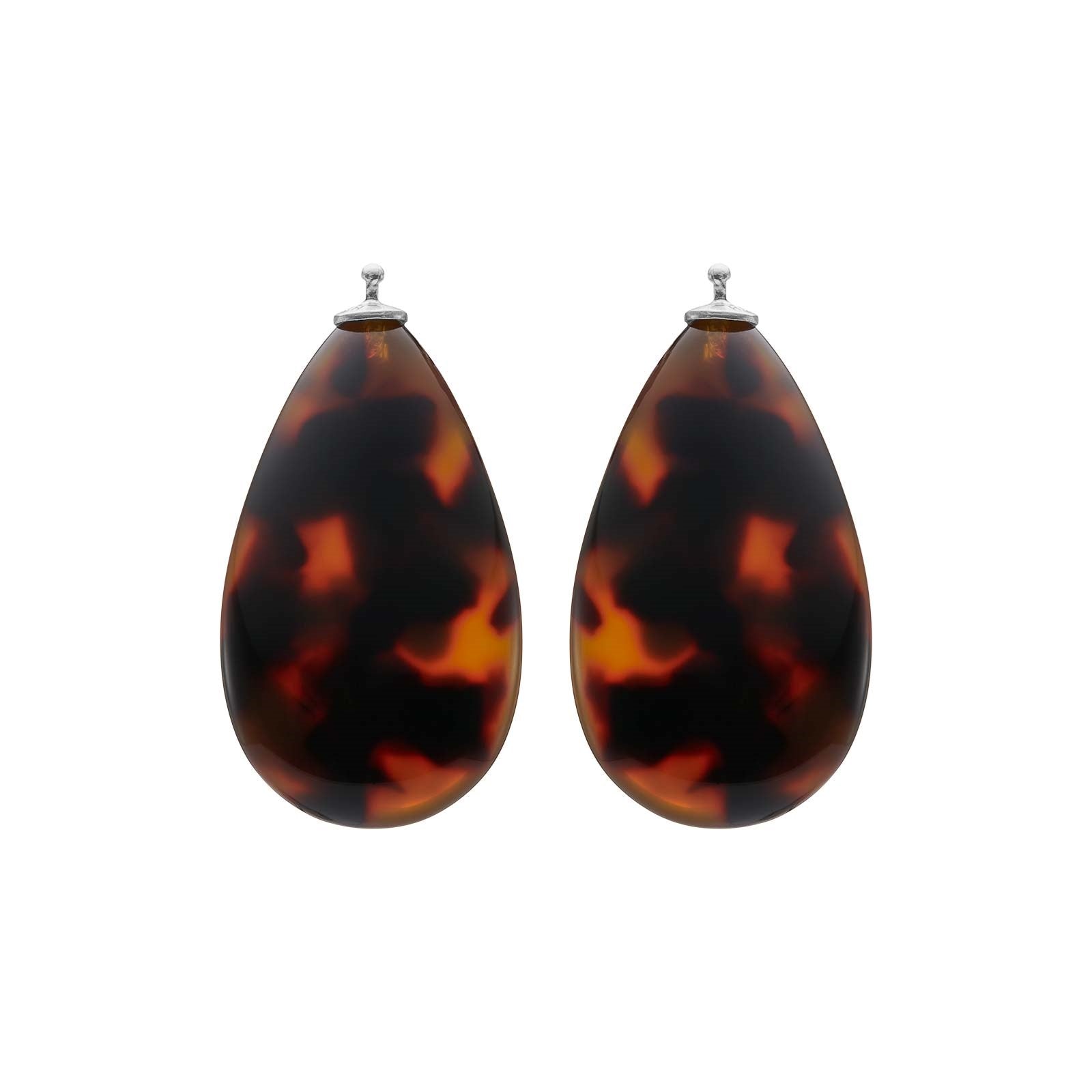 Acetate drops with rhodium-plated silver