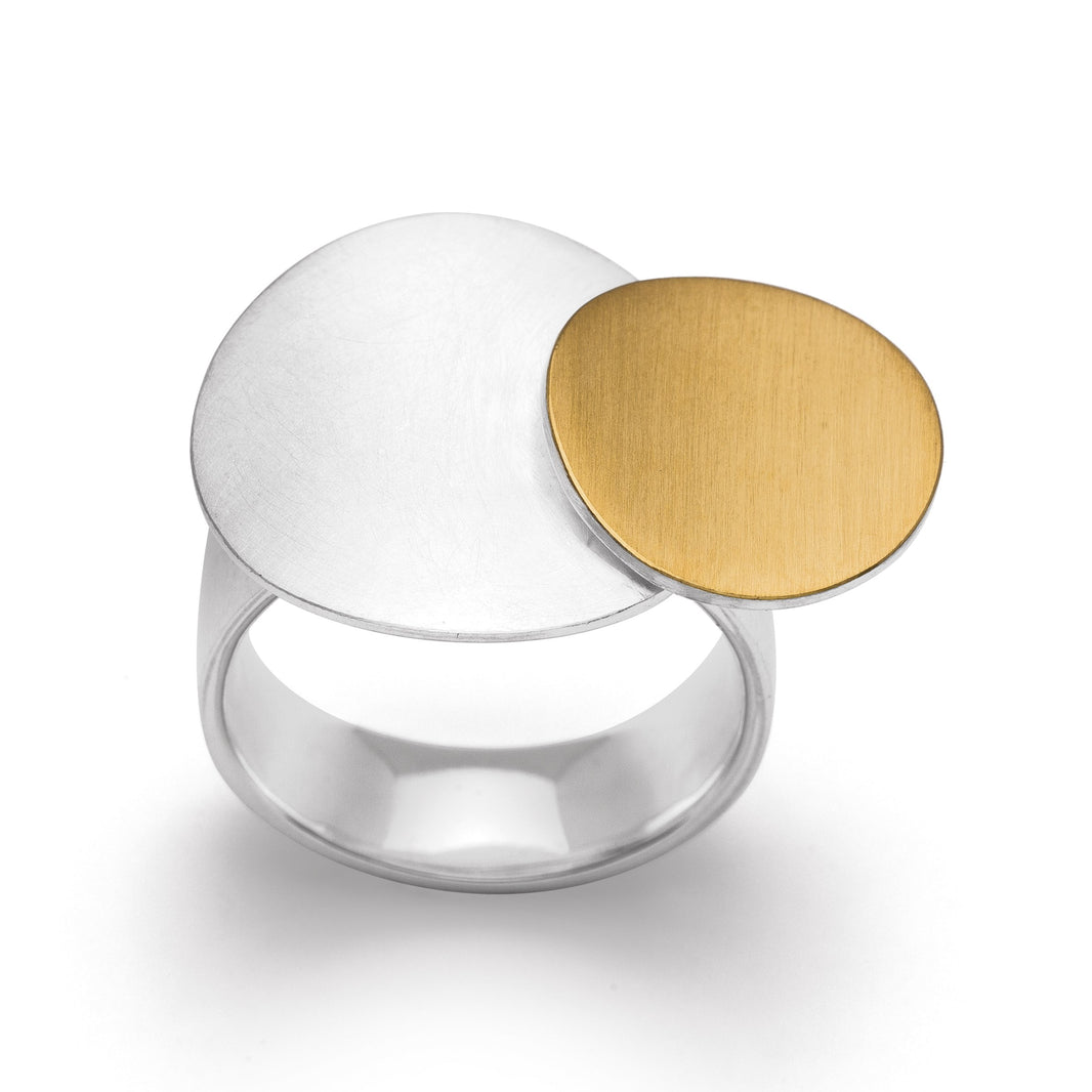 925/ - Ring, delvis fg, børstet/mat-finish