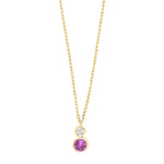Silver pendant pink cz IDANOR