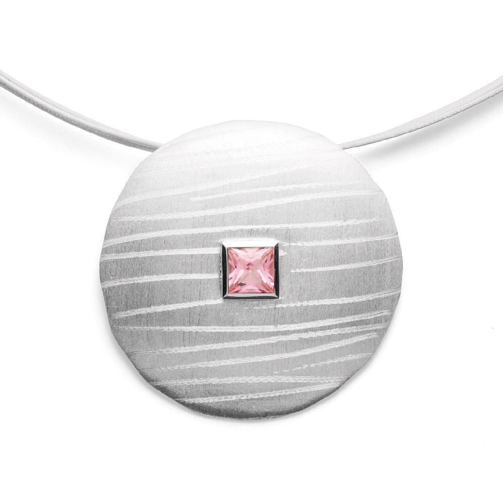 925/- Vedhæng mat/børstet, PINK TOPAZ 0,70CT