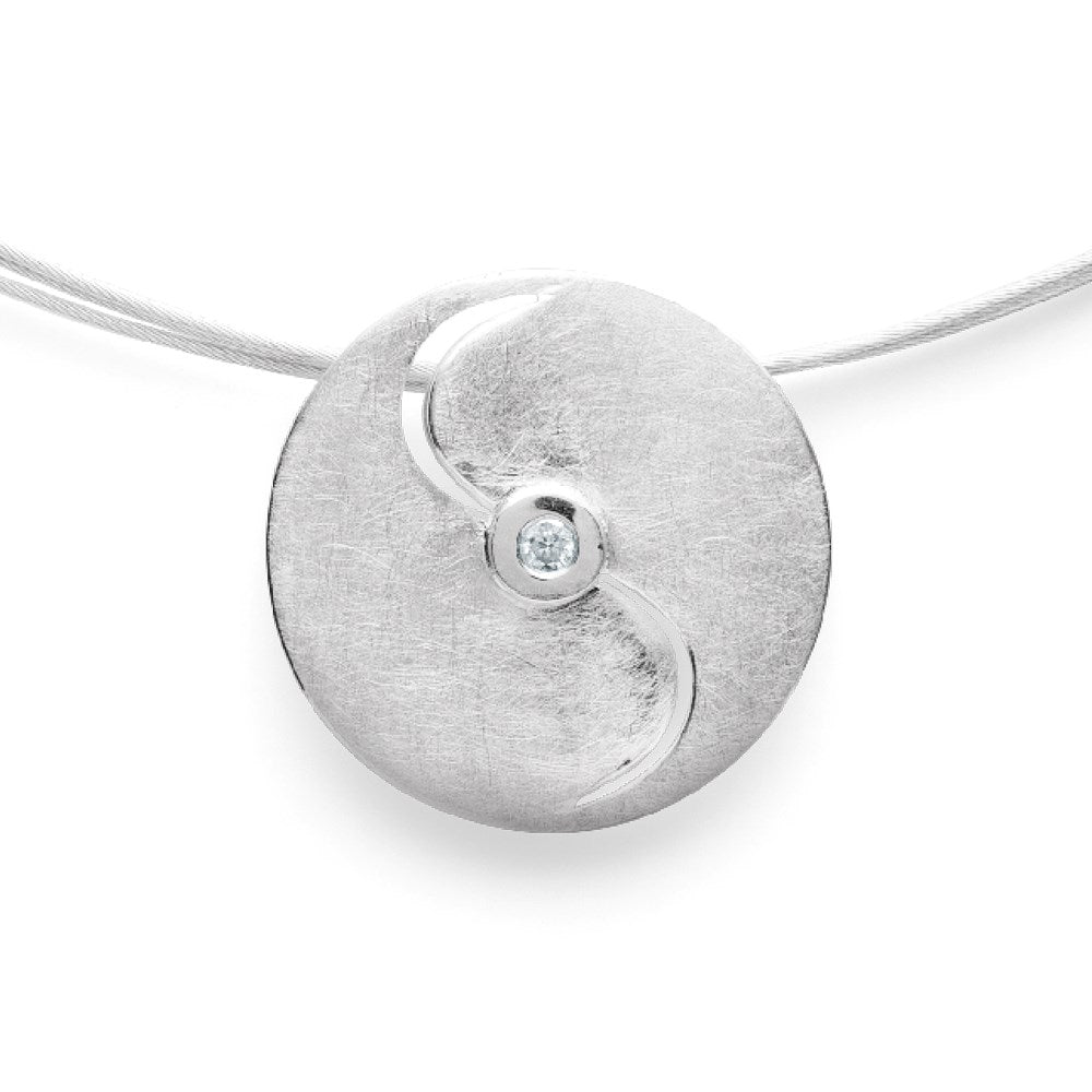 925/- Vedhæng mat, dia. 0,03CT W-SI2-SI3