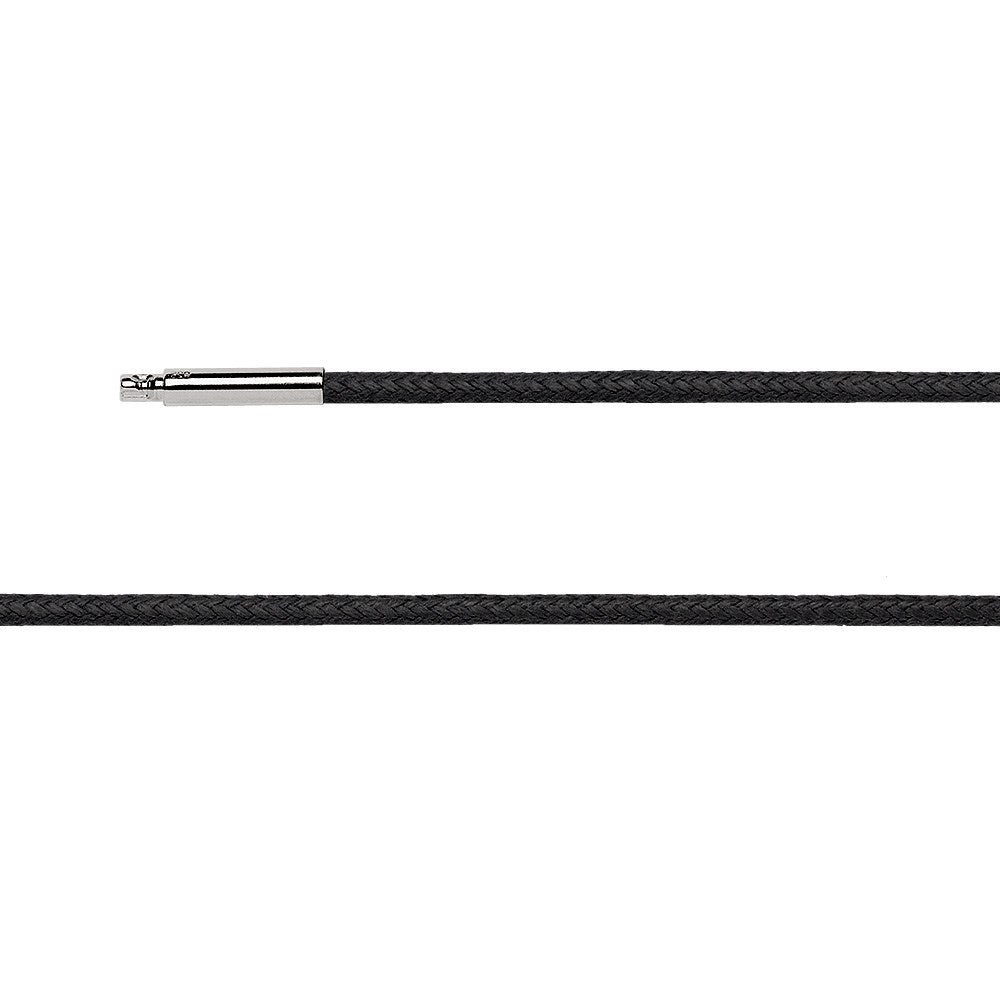 cotton cord black w 925/- bayonet 17,5 in.,2mm, waxed