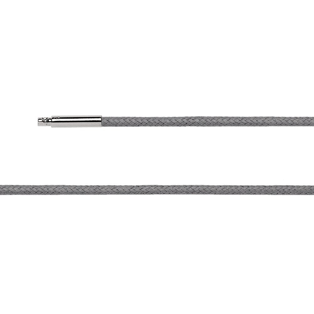 cotton cord grey w 925/- bayonet 17,5 in.,2mm, waxed