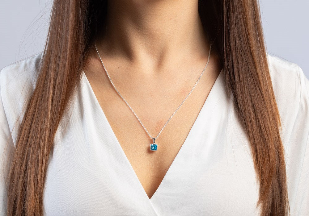 925/- pendant pol., blue topaz 1,15ct