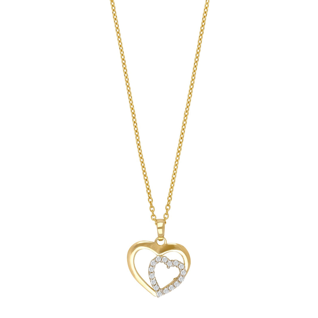 8ct. gold pendant heart w/cz incl. 8ct. Chain