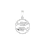Rhod. silver pendant Pisces 12mm
