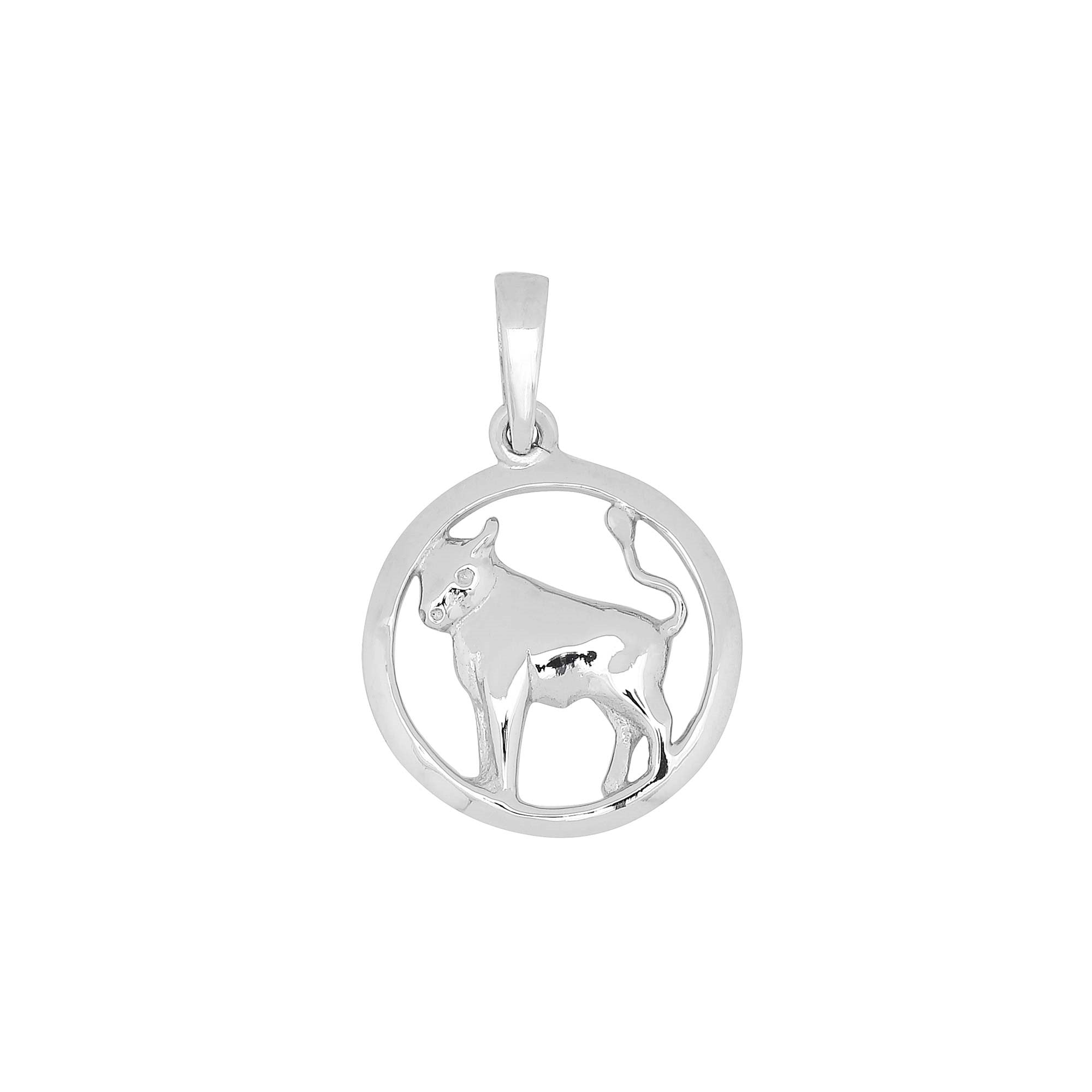 Rhod. silver pendant Taurus 12mm