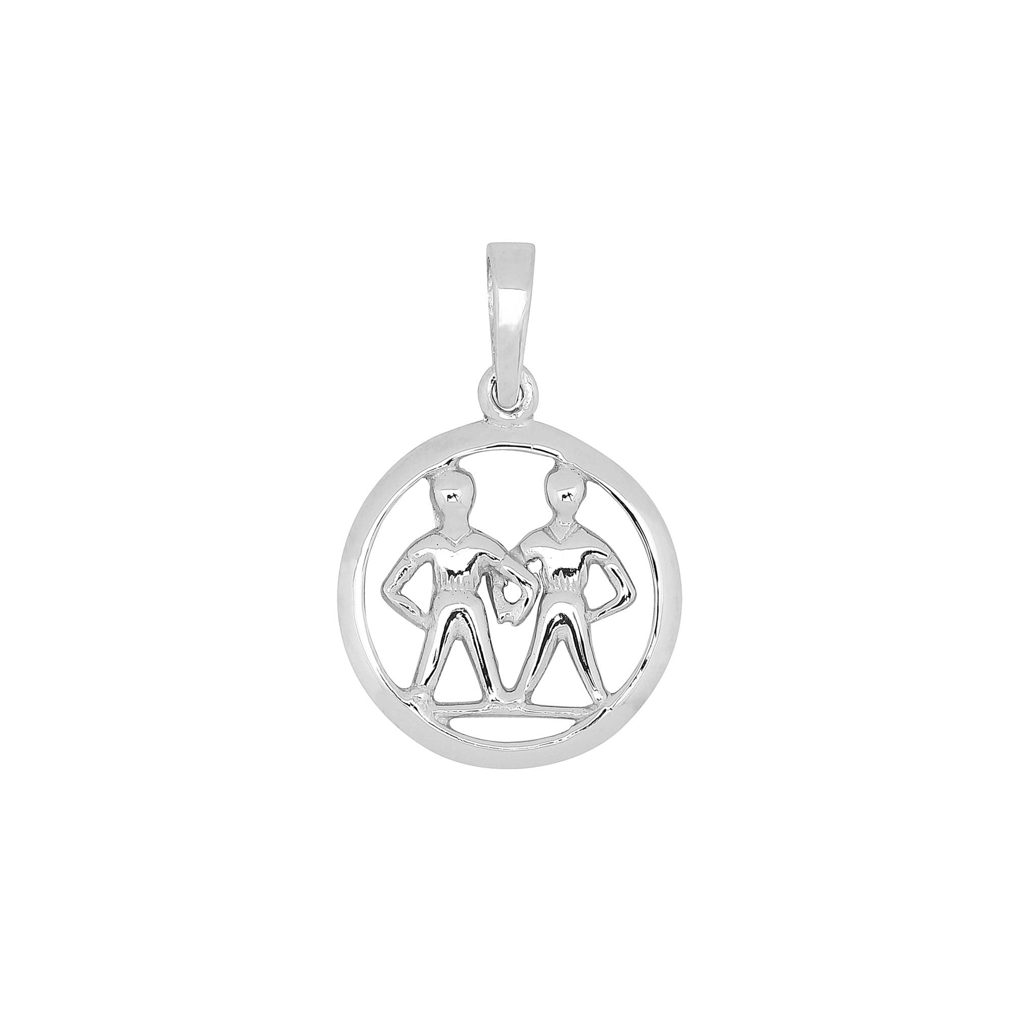 Rhod. silver pendant Gemini 12mm